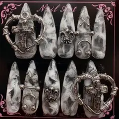 ‪‪❤︎‬ 現品 24 ネイルチップ クリア ホワイト マーブル 地雷系 ‪‪❤︎‬