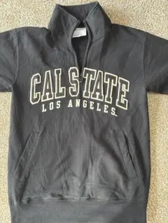 CAL STATE ブラック ハーフジップスウェット