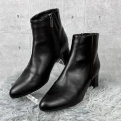 美品 LE TALON ルタロン レザー ショートブーツ 黒 L サイドジップ