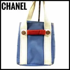 【CHANEL】シャネル キャンバス 水色　赤　白 レディース ハンドバッグのサムネイル