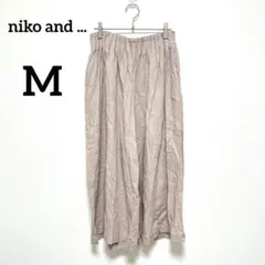 ニコアンド ワイドパンツ M くすみピンク ウエストゴム リネン混 2146