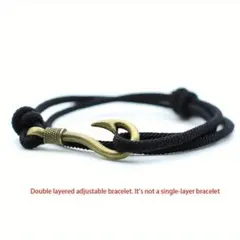 FBK25b フィッシング フック ダブルレイヤー ブレスレット ブラックのサムネイル