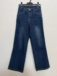 mf デニムパンツ ジーンズ ストレート ハイウエスト ストレッチ丈短め