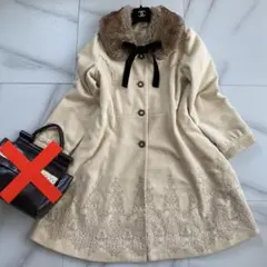 希少 axes femmeコート レースアップ 刺繍 レース ロング ファー