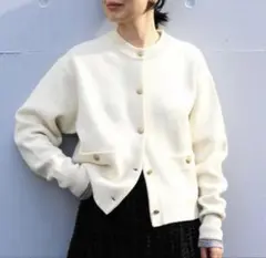 美品✨イエナ ダブルフェイス ニットカーディガン アイボリー 金ボタン YENNA カーディガン ダブルフェース金釦カーディガン / コーディガン