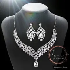 クリアビジューネックレス ピアス セット演奏会ショードレス高見え繊細ダンス