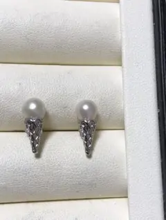 淡水バロックパールはピアス　アイスクリームシルバーPV40