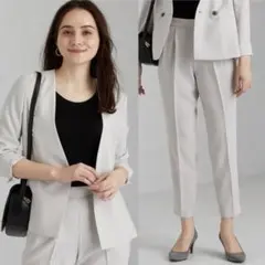 レックスツイル ノーラペルジャケット テーパードパンツ セットアップ カチリラ