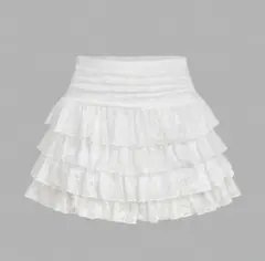 SHEIN MOD レディース ホワイトレース フリルヘム ミニスカート
