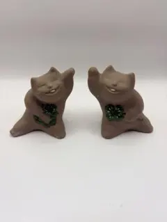 輪葉葉　招き猫　踊るバージョン 2体セット　サイン入り