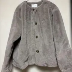 サマンサモスモス グレー ノーカラー ファーコート