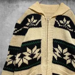 BPUM カウチン ニット セーター 古着 70s ボタニカル ボーダーのサムネイル