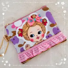 ハンドメイド　ミニフラットポーチ⭐ティキちゃん⭐