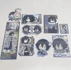 伊黒小芭内 台座付きクリアカード ステッカー 甘露寺蜜璃ラバーストラップ セット