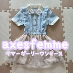35❁︎ アクシーズ ロマンティックガーリー リボン 丸襟 チェック柄 ワンピ