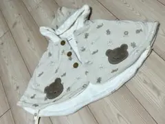 クマ刺繍 フリースポンチョ クリーム色
