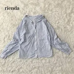 rienda ストライプシャツ リエンダ Ｖネック カジュアル コットン100