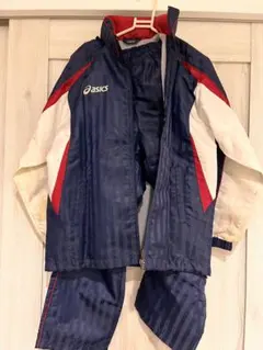 キッズasics ウィンドブレーカー ネイビー/ホワイト/レッド150サイズ