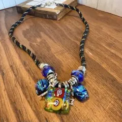 一点物♡ガラスチャーム ♡ネックレス♡星♡マグネット留め♡冬アクセサリーにも