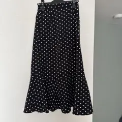 しまむら　水玉模様のフレアロングスカート M