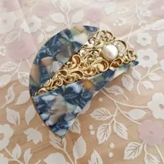 83様専用　お値下げ　青色マーブル模様の髪飾り