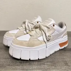 メイズスタックリュクス 389853 レザー 厚底スニーカー 24.5cm 白
