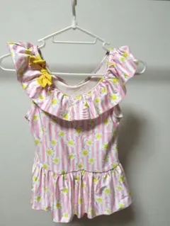 【新品】女の子用フリル花柄ワンピース水着