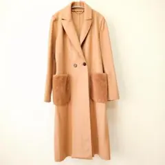 新品同様 MARELLA マレーラ ポケット ファー ダブルチェスター コート