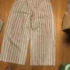 ガウチョパンツ ストライプ ワイドパンツ夏用