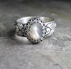 シルバーリング オパール クリスタル　15号　アンティーク　ボヘミアン　未使用品