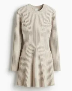 ★完売商品★h&m　リブニットワンピース　ライトベージュ　XS