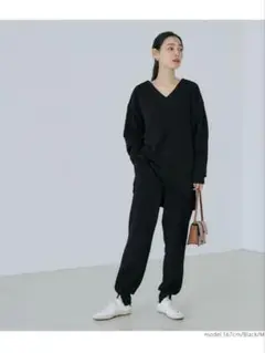 エンボス裾スリットジョグパンツ レディース