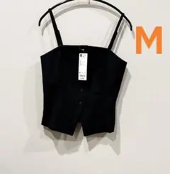 新品タグ付きGUフロントボタンビスチェ黒Mブラック　ベスト　ジーユー