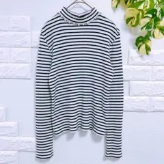 コルザ　セーター　ニット　美品　M　パール　ボーダー　ハイネック　上品　タイト