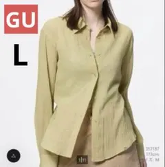 GU ジーユー 長袖 シャツ ブラウス シアーシャツ テクスチャー Lサイズのサムネイル