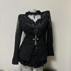 美品】OzzCroce オッズクローチェ 編み上げ 蜘蛛の巣 カットソー 黒