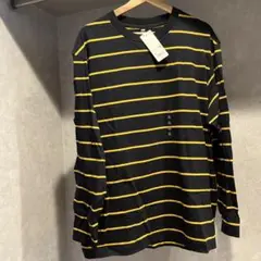 新品未使用 UNIQLO 黒/黄ストライプ 長袖カットソー XL