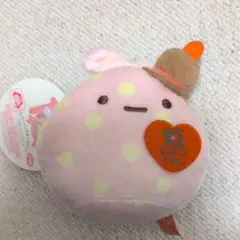 可愛いピンクの水玉模様のうさぎぬいぐるみ・小さな帽子付き