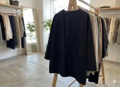 ノーカラージャケット 黒 2ポケット　Mサイズ