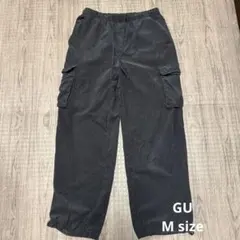 GU コーデュロイ カーゴパンツ グレー レディース M ウエストゴム