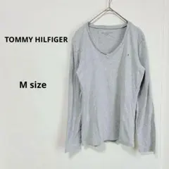 TOMMY HILFIGER Ｖネックカットソー　M グレー　長袖　ロンT