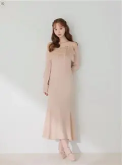 M me eme】ラッフルフリルシフォンドッキングワンピース - メルカリ