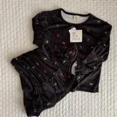 しまむら　softcheeseコラボ　花柄ベロアセットアップ