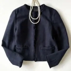 ユナイテッドアローズ 定価4,1万 上質シルク混ラメツイードノーカラージャケット