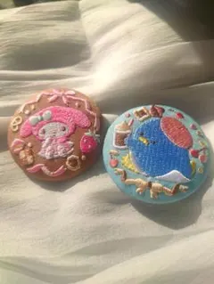 サンリオキャラクターズ刺繍缶バッジマイメロディ・タキシードサム ピンバッジセット