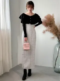 GRL ハイウエストツイードタイトスカート