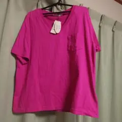 ビビットピンク VネックTシャツのサムネイル