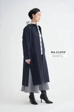新品✨WA.CLOTH　ネイビー ロングコート フード付き