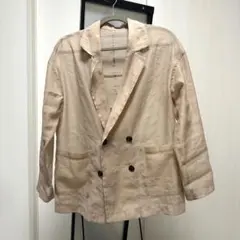 【GU】シアーテーラードジャケット ピンクベージュ M