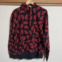 NIKE 総柄 ロゴ プルオーバー パーカー ブラック XXL